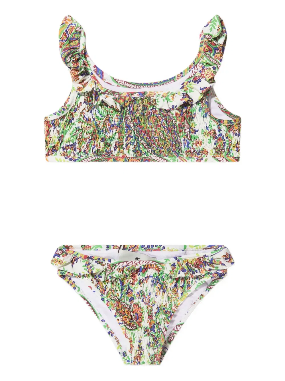 Бикини с рюшами и принтом Etro Kids, белый