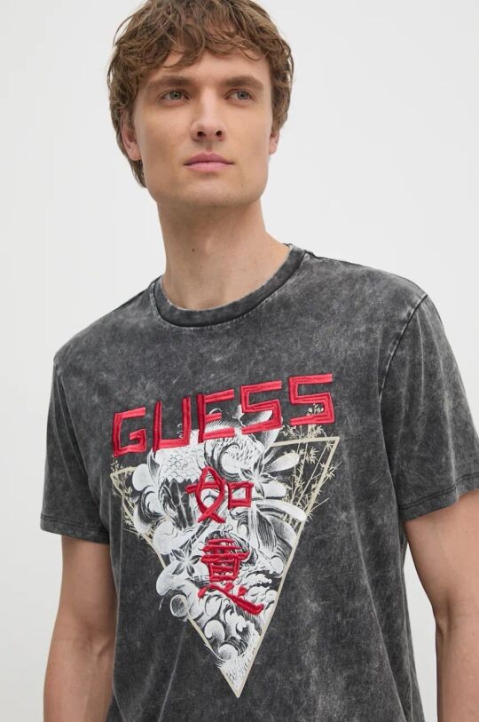 

Хлопковая футболка Guess, серый