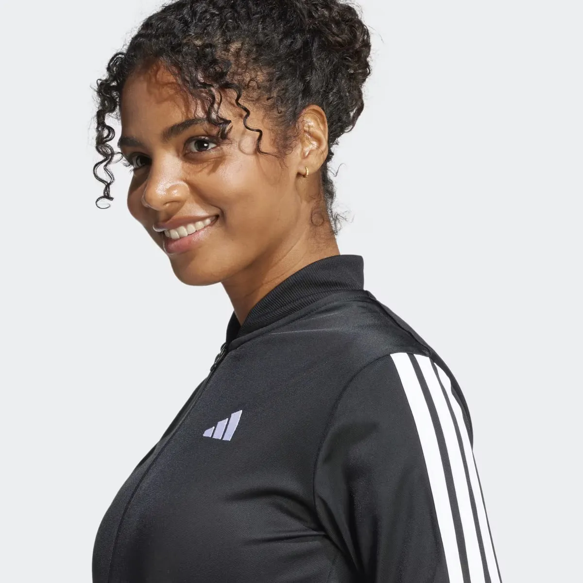 Женский спортивный костюм Adidas Essentials с тремя полосками, черный — фото 3
