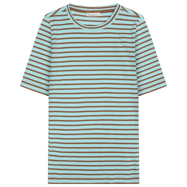 

Женская полосатая футболка в рубчик - футболка Knowledgecotton Apparel, Light Blue Stripe