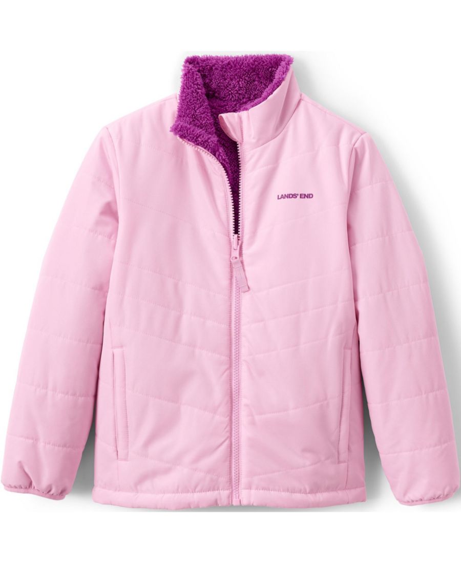 

Двусторонняя флисовая пуховая куртка для девочек Lands' End, Light pink