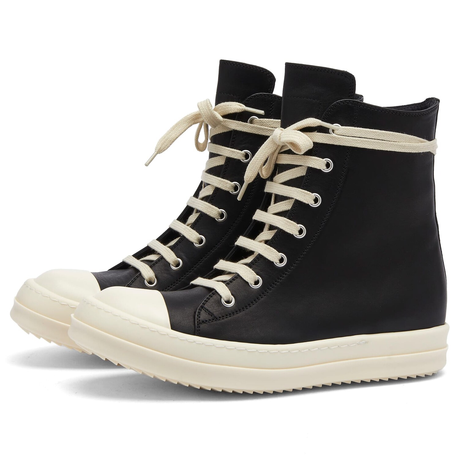 Кроссовки Rick Owens Hi Top Sneakers, цвет Black & Milk — фото 2