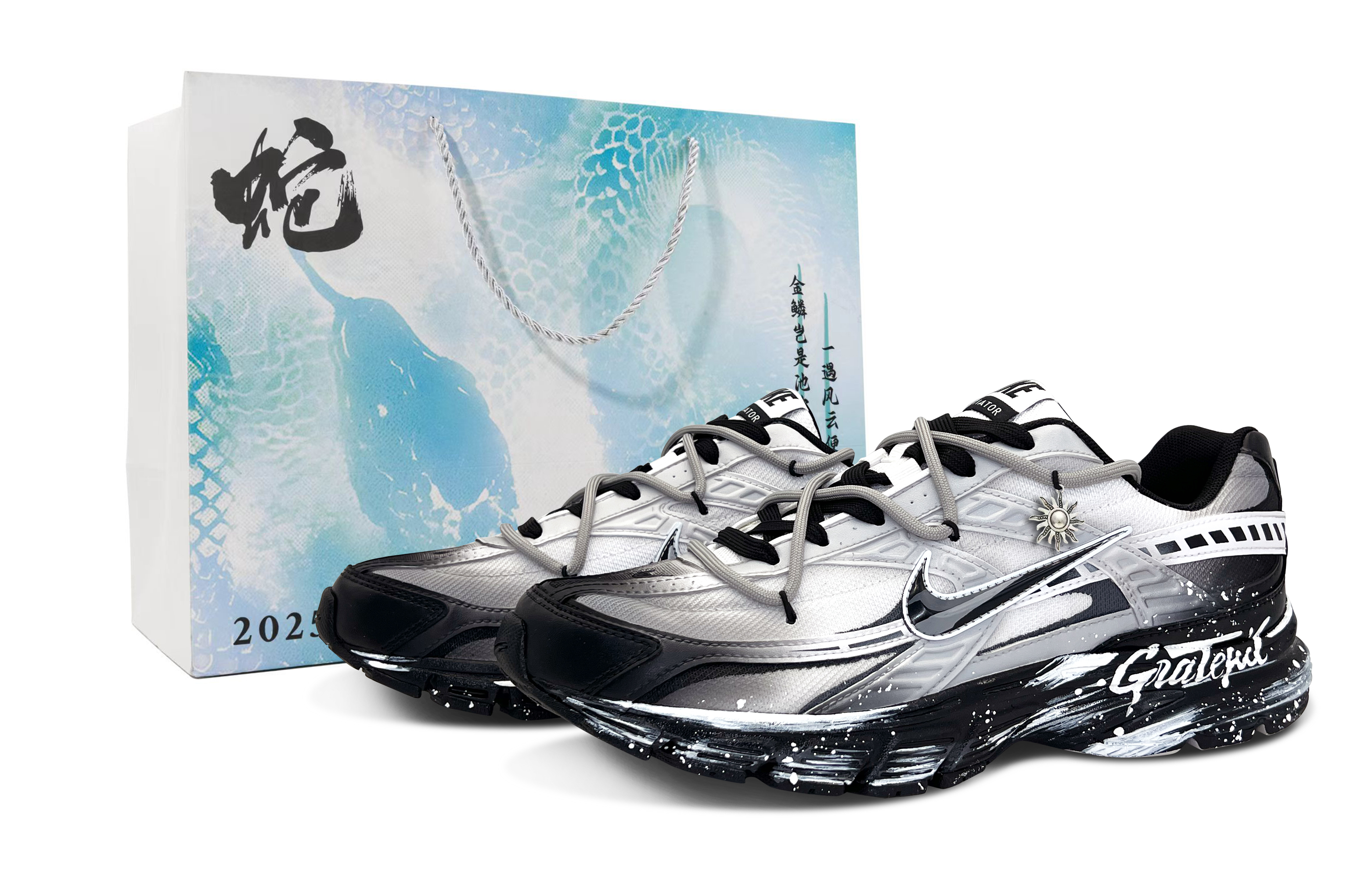 

Nike Кроссовки Initiator Low Top для повседневных гонок, для города и работы, мужские, черные, белые, серебристые