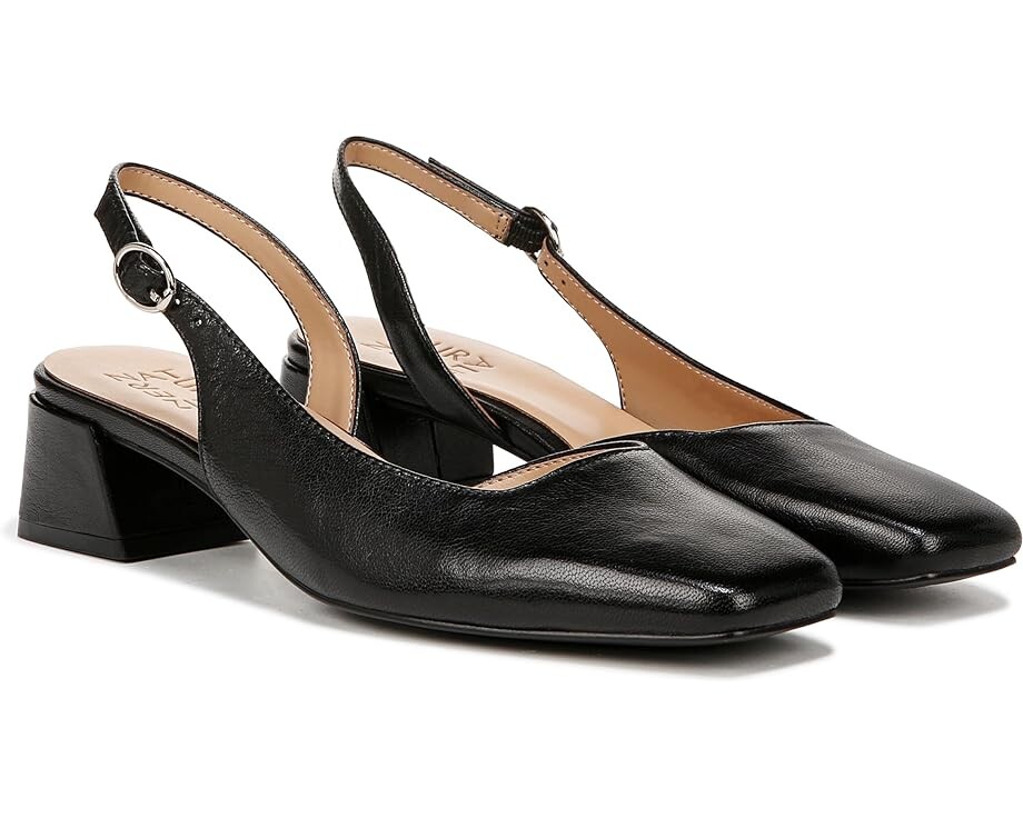 

Туфли Naturalizer Jayla Low Heel Slingback Dress Shoes, цвет Black Leather