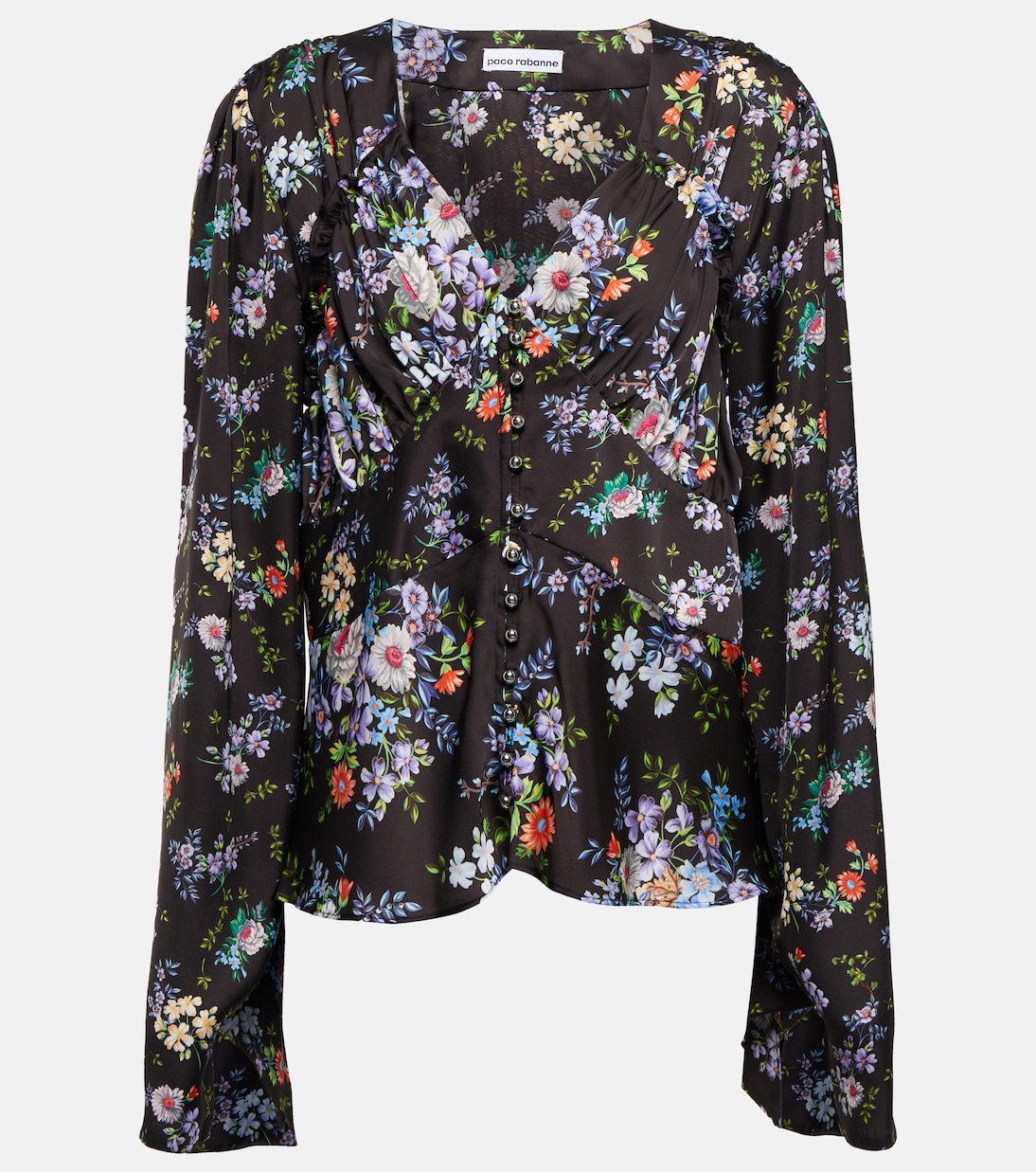 

Атласная блузка с цветочным принтом Rabanne, Black Medium Liberty