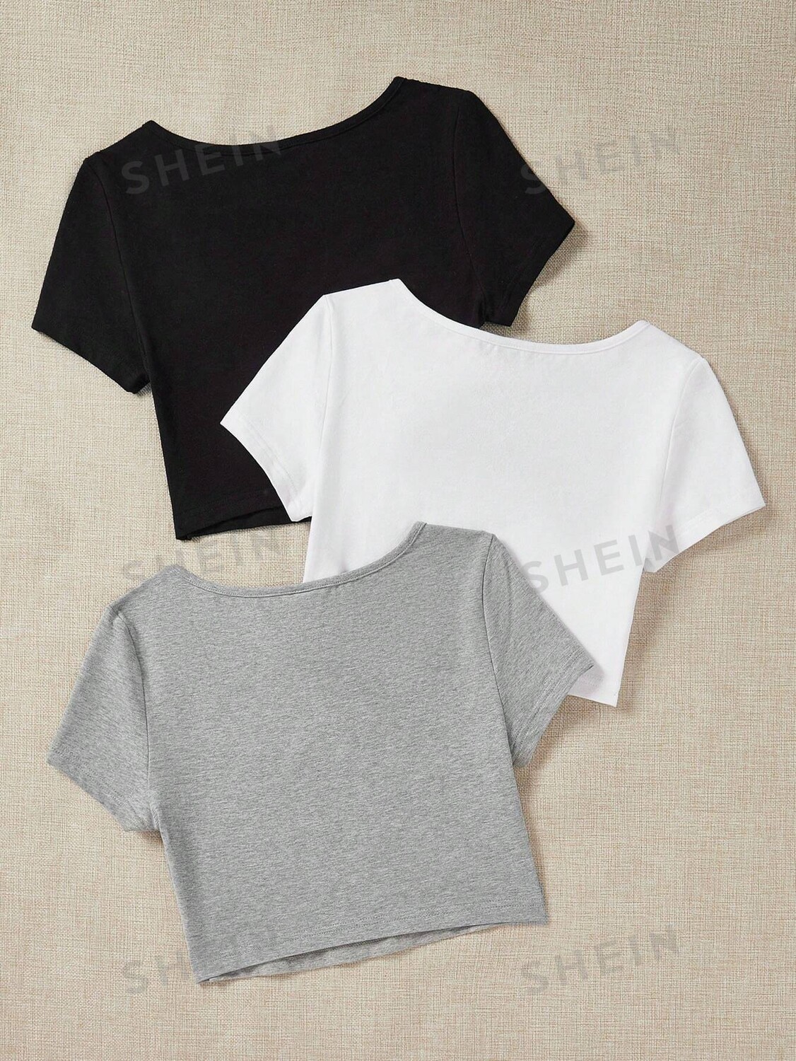 

Футболка приталенная Shein Ezwear с круглым вырезом, 3 штуки