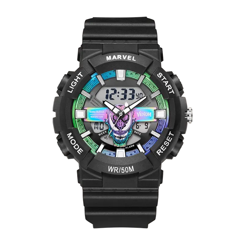 

MARVEL Часы Energy Collection Electronic Movement TPU Strap Watch Men's Watch Black Dial MV 81126 B