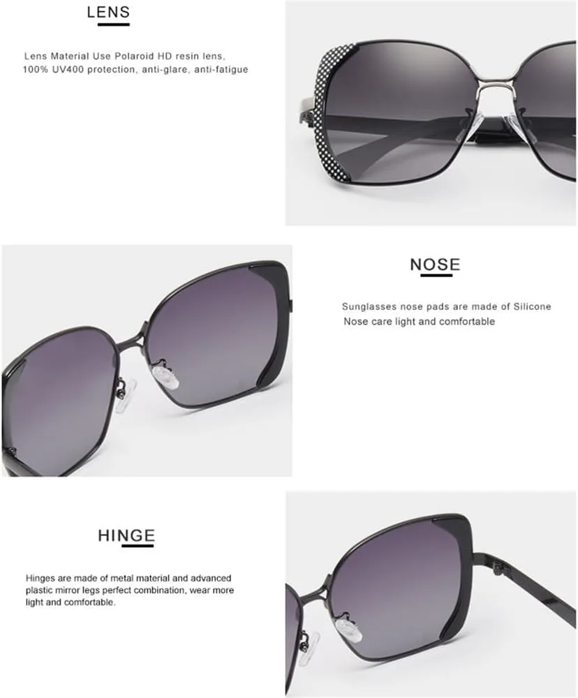 

Поляризованные солнцезащитные очки для женщин, женские солнцезащитные очки с градиентным переходом цвета, винтажные, увеличенного размера HCPIHF, C03 Brown