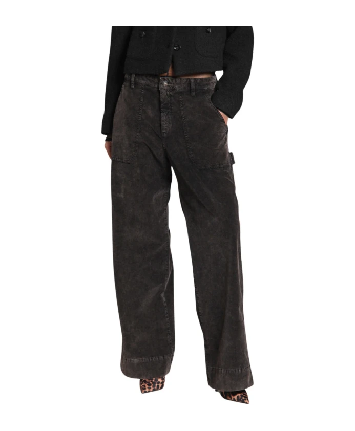 

Черные вельветовые брюки-карго с широкими штанинами Mason'S, черный