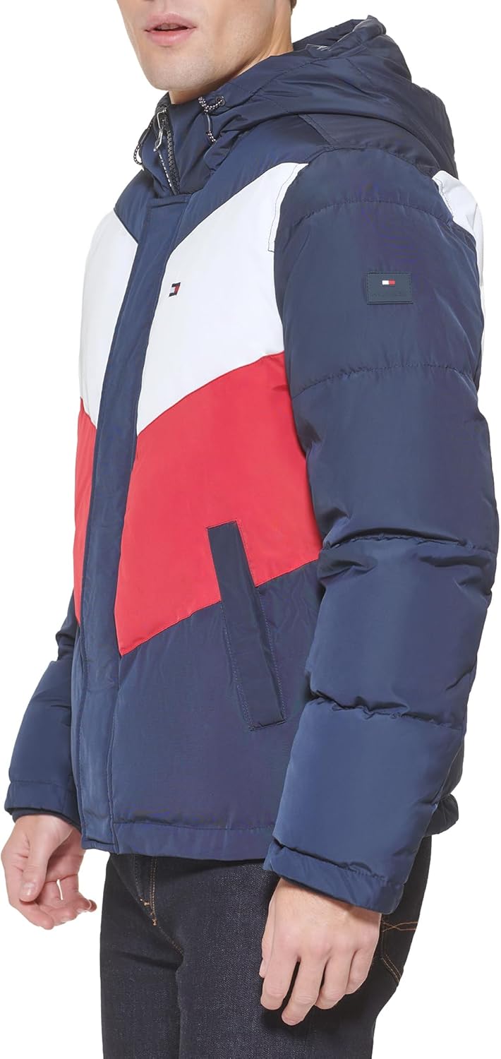 Мужской стеганый жилет с воротником-стойкой Tommy Hilfiger Mens, Midnight/Ice/Red Puffer — фото 3