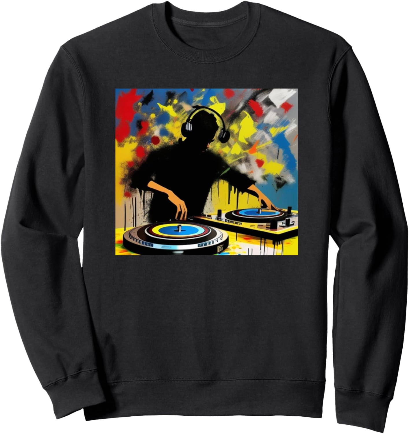 

Яркая толстовка с силуэтом диджея Ди Джоки и проигрывателем виниловых пластинок Dj Turntable Discjockey Men Women - Kids Boys Gift, черный