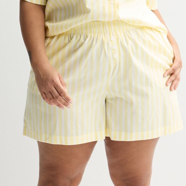 

Тканые раздельные шорты для сна больших размеров Sonoma Goods For Life, цвет yellow white stripe