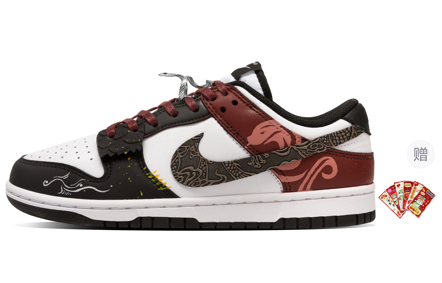 Nike Dunk Slip-Resistant Cushioning Wear-Resistant Low-Top Skateboard Shoes Unisex Black White Red — фото 3