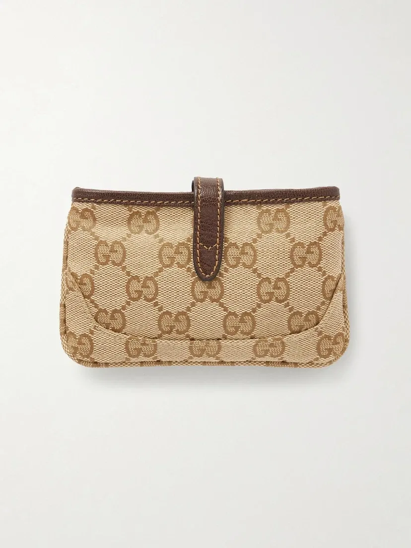 Кошелек Jackie из жаккардовой парусины с кожаной отделкой GUCCI, бежевый — фото 2