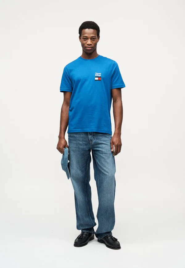 Футболка с вышитым логотипом, круглый вырез, принт. Tommy Hilfiger, Regal Blue — фото 2