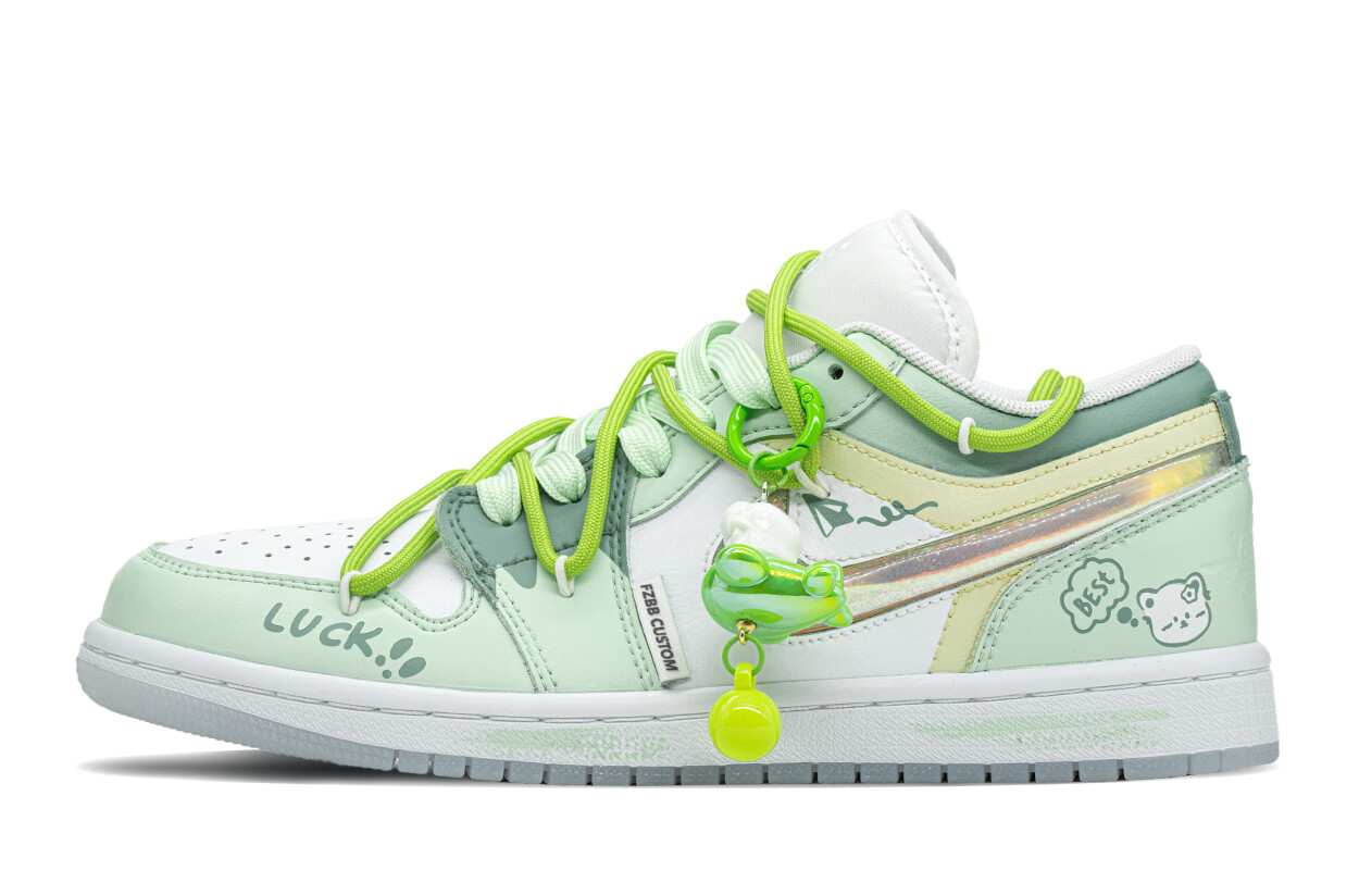 

Кроссовки Air Jordan 1 Vintage Basketball Shoes Women's Low-Top White/Green, Зеленый, Кроссовки Air Jordan 1 Vintage Basketball Shoes Women's Low-Top White/Green