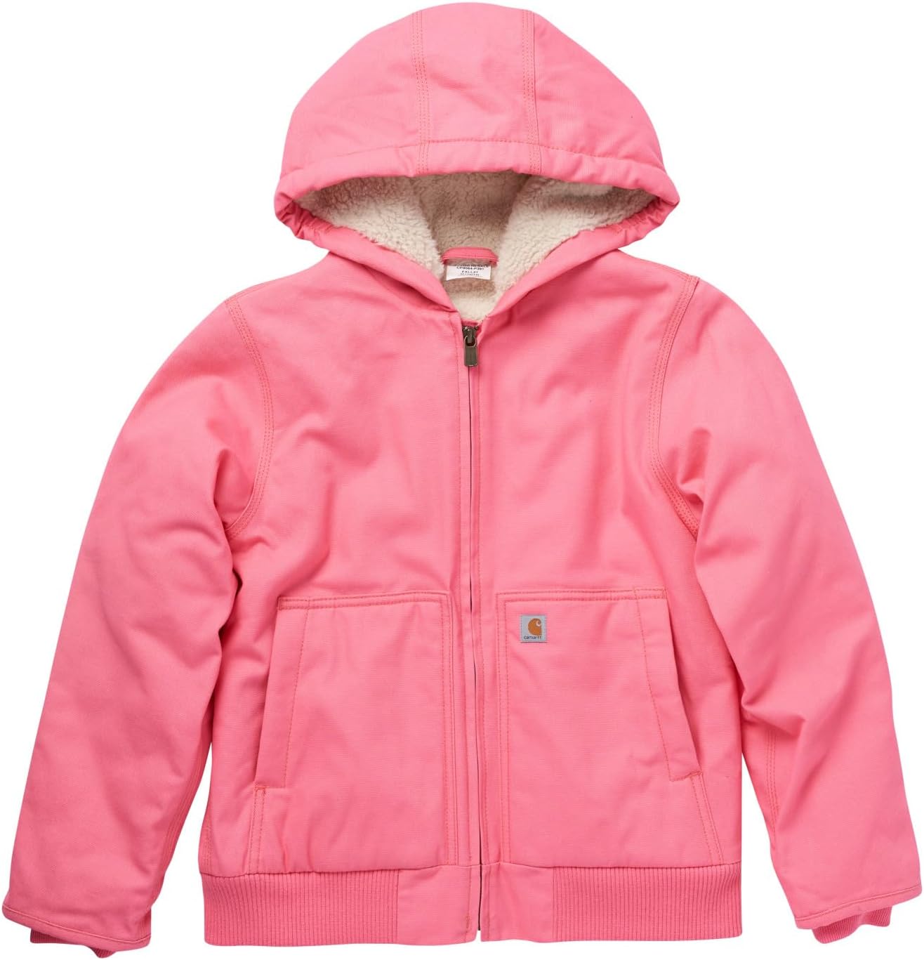 

Carhartt Girls Zip Front Flannel Quilt Lined Hooded Active Jac, Pink Lemonade