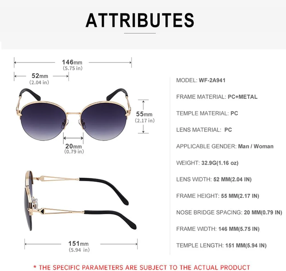 

Полуободковые круглые солнцезащитные очки для женщин, роскошные металлические солнцезащитные очки в полуоправе, овальные солнцезащитные очки, SUN4759 Generic, 5