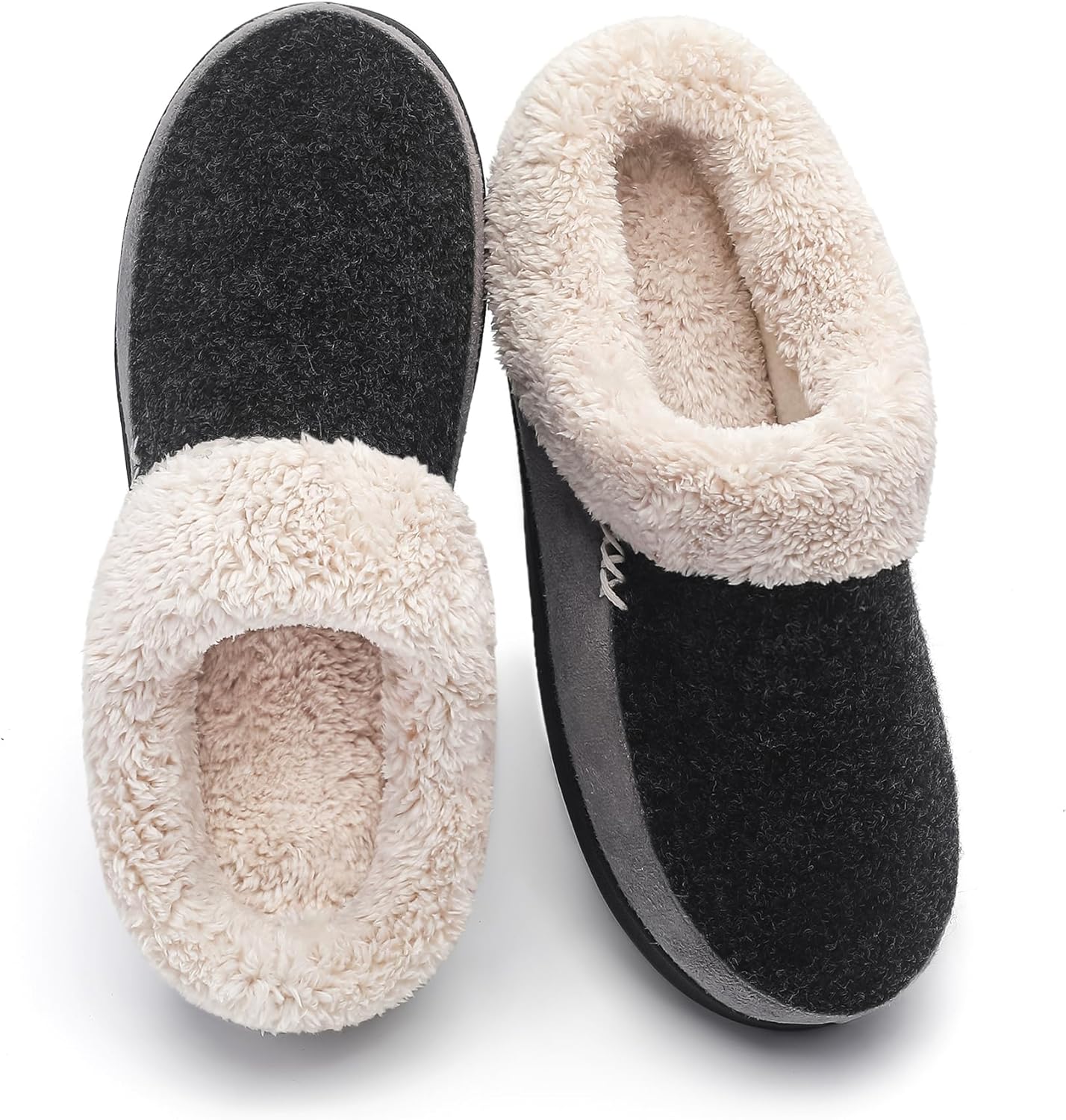 

Тапочки VONMAY из пены с эффектом памяти с флисовой подкладкой для дома и улицы - уютные плюшевые домашние тапочки с противоскользящей резиновой подошвой для мужчин, черный/серый