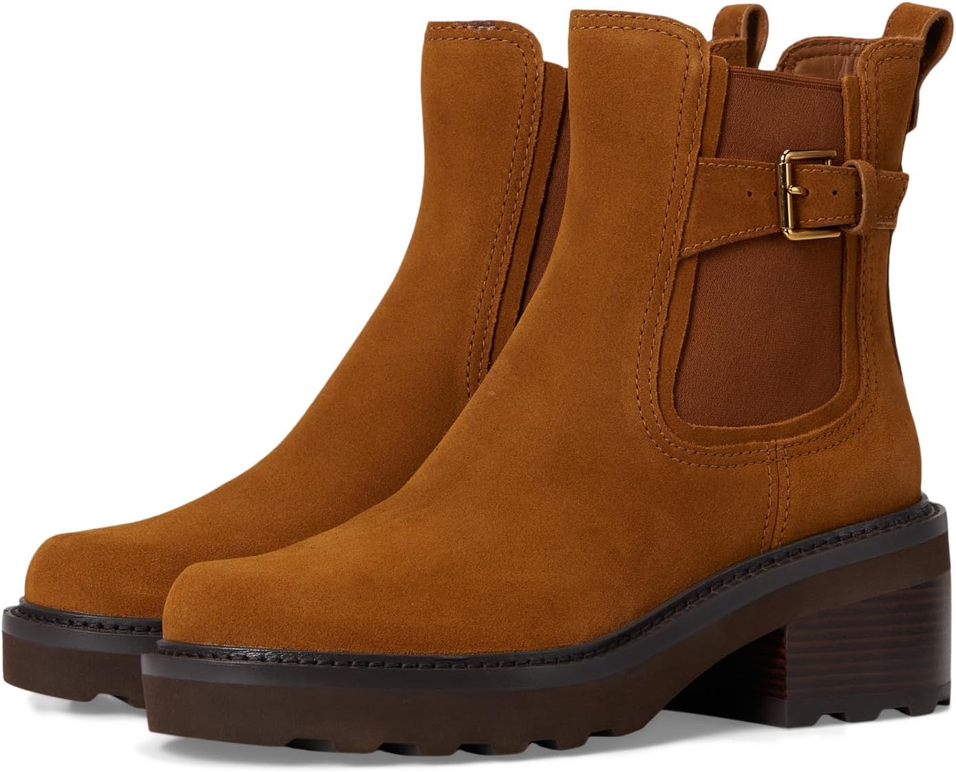 Ботинки Cole Haan Women's Shibley Waterproof Lug Buckle Booties, Tobacco Waterproof Suede