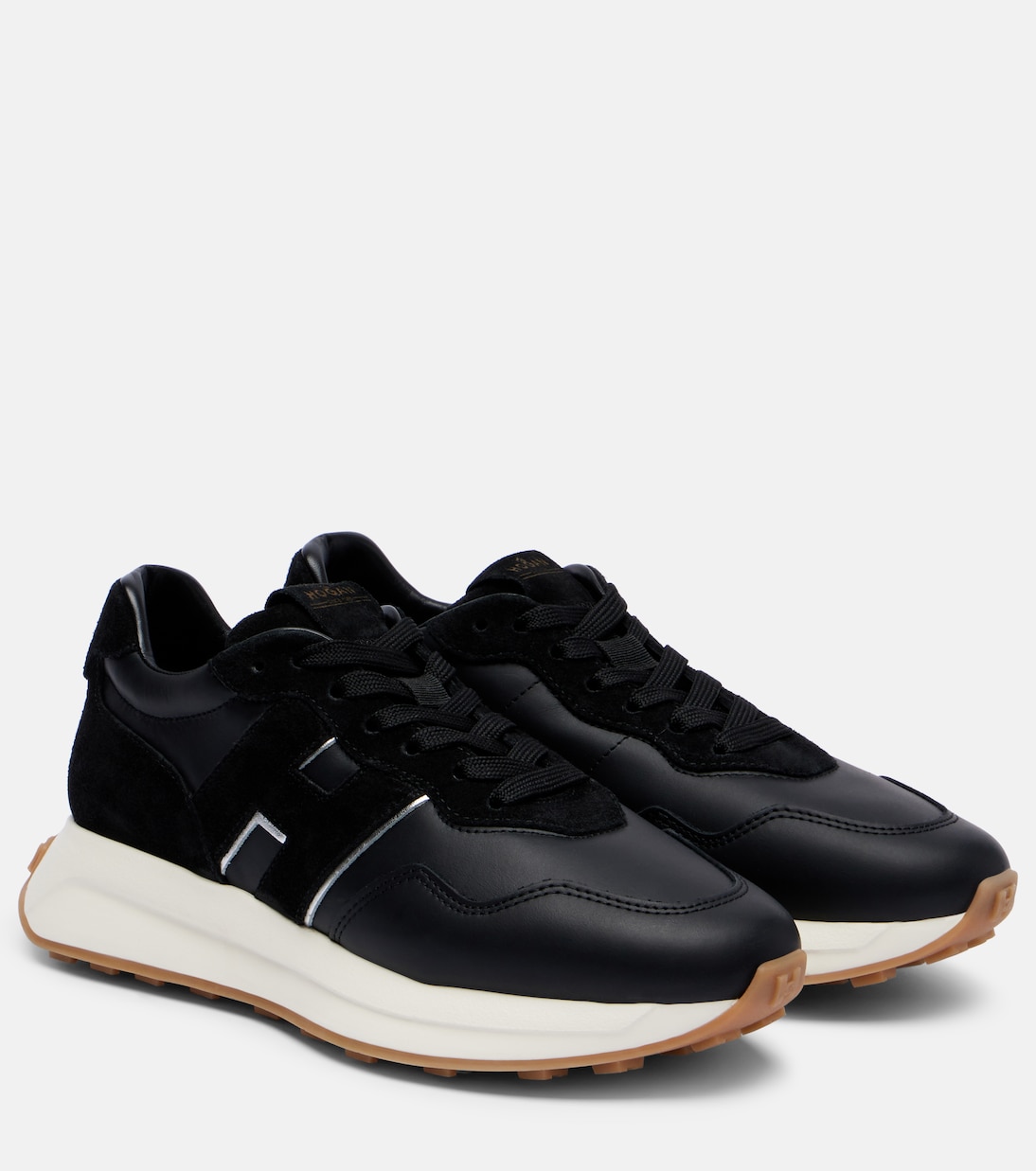 Кроссовки H641 из замши и кожи Hogan, B999(Nero)+B200(Argento)