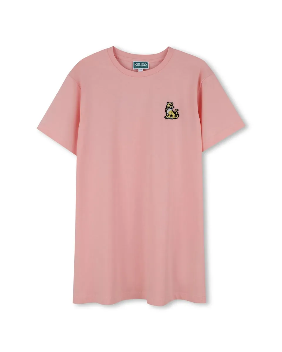 

Детское платье из хлопка лососевого цвета Kenzo Kids