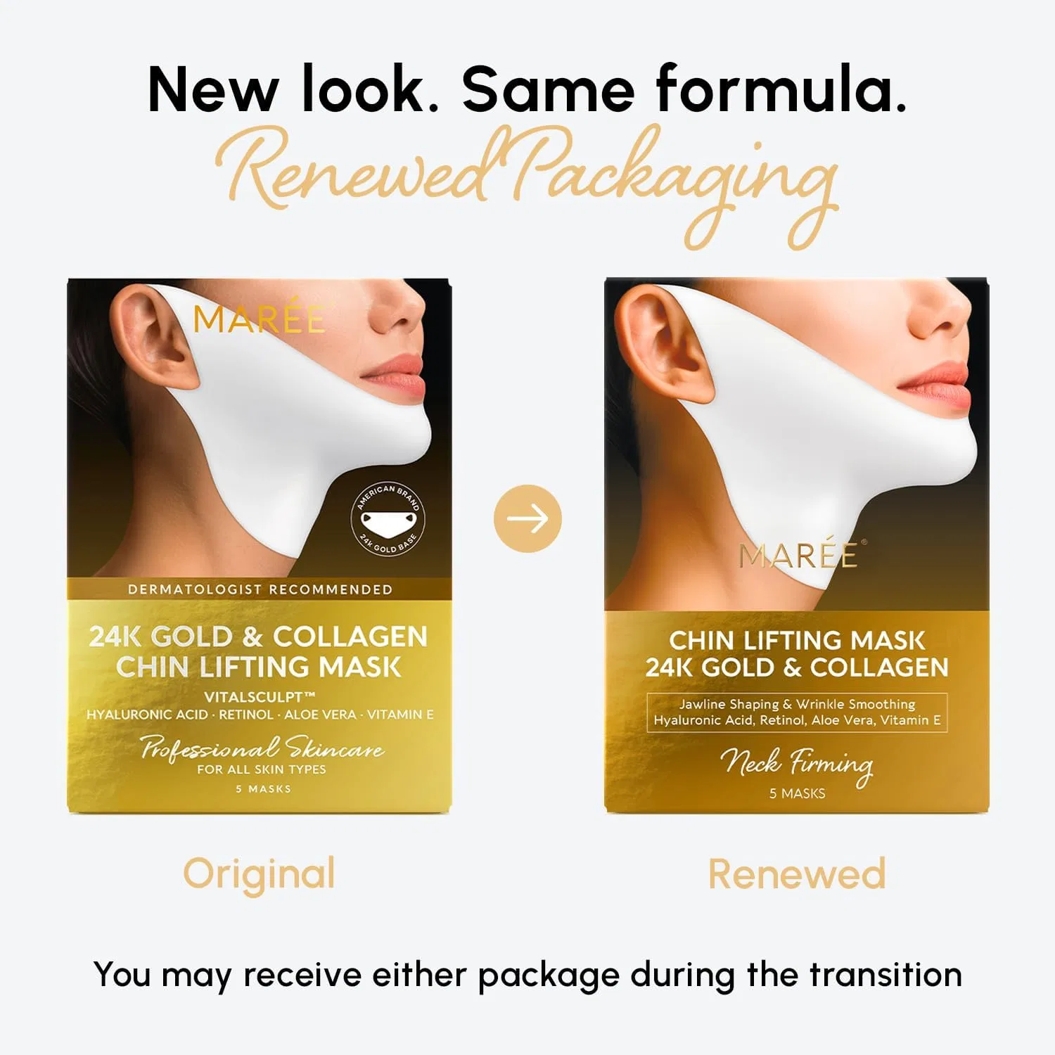 Маска для лица Maree — V-Line Lifting Mask 24K Gold коллагеновая — фото 2