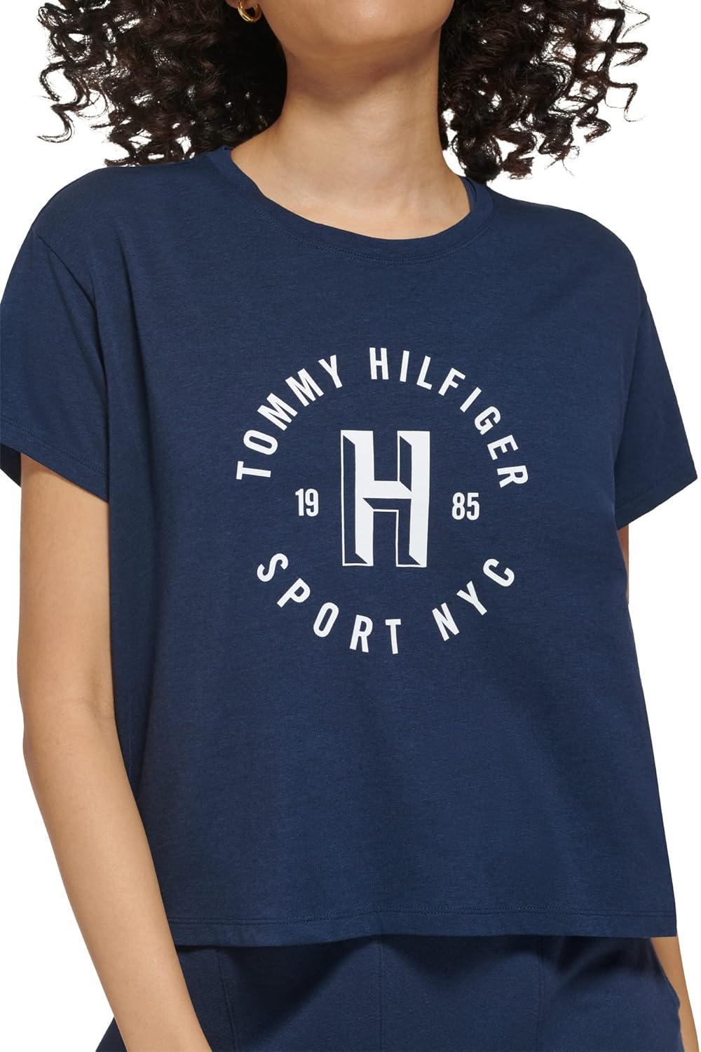 Женская футболка с короткими рукавами и логотипом Tommy Hilfiger, Navy — фото 4