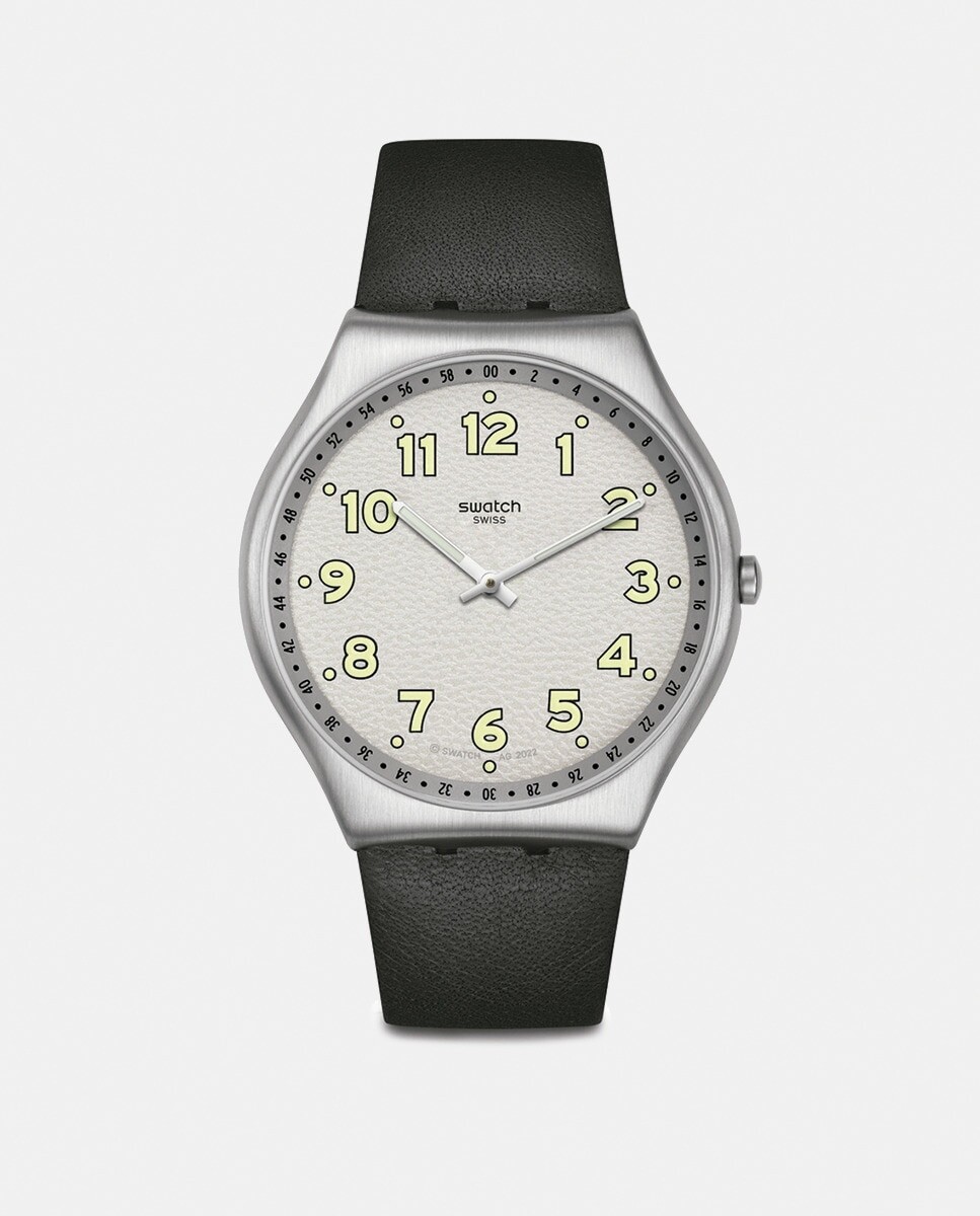 

Black Hepcat SS07S134 черные кожаные мужские часы Swatch, черный