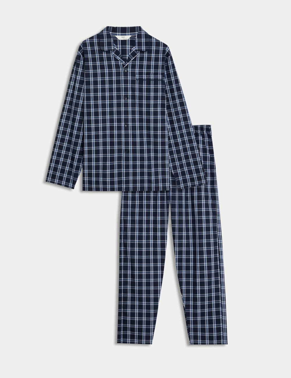 

Пижамный комплект из чистого хлопка в клетку Marks & Spencer, темно-синий