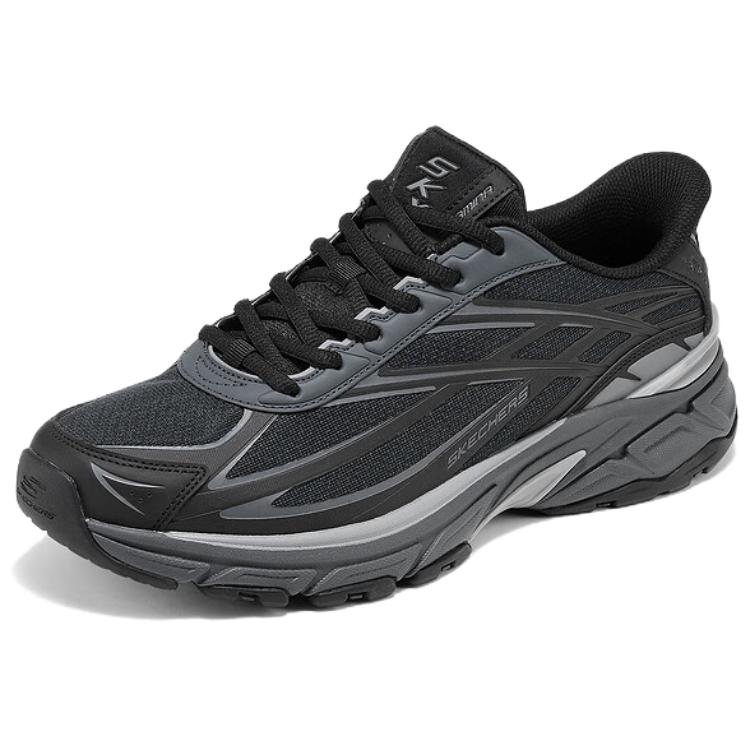 Skechers Мужские спортивные низкие кроссовки с хорошей вентиляцией, черный и серый — фото 4
