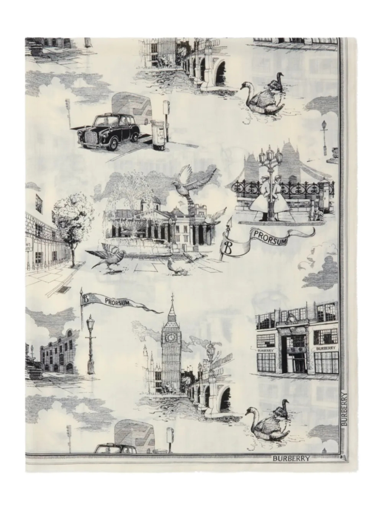 

Шарф «Достопримечательности Лондона» Burberry, нейтральный