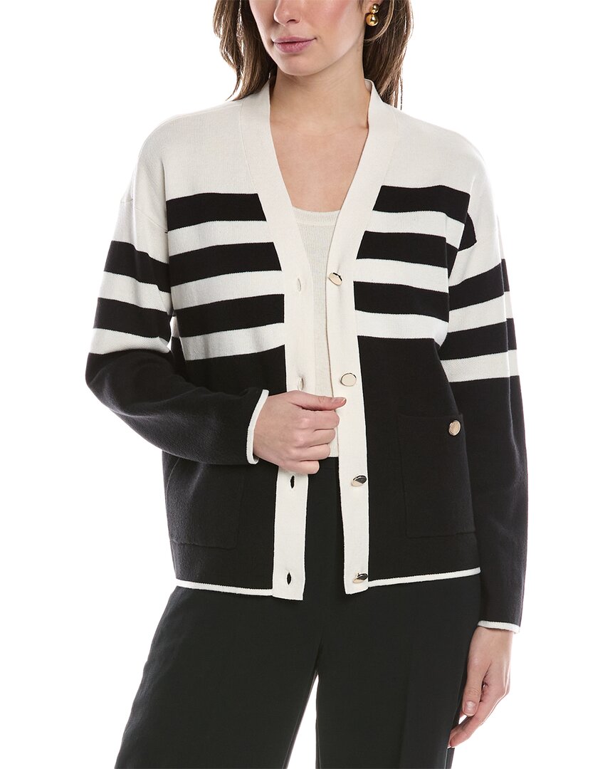 

Полосатый кардиган Anne Klein, черный