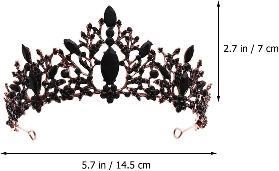 Женская тиара minkissy Baroque Black Crown, 14.5 x 7 дюймов Minkissy — фото 4