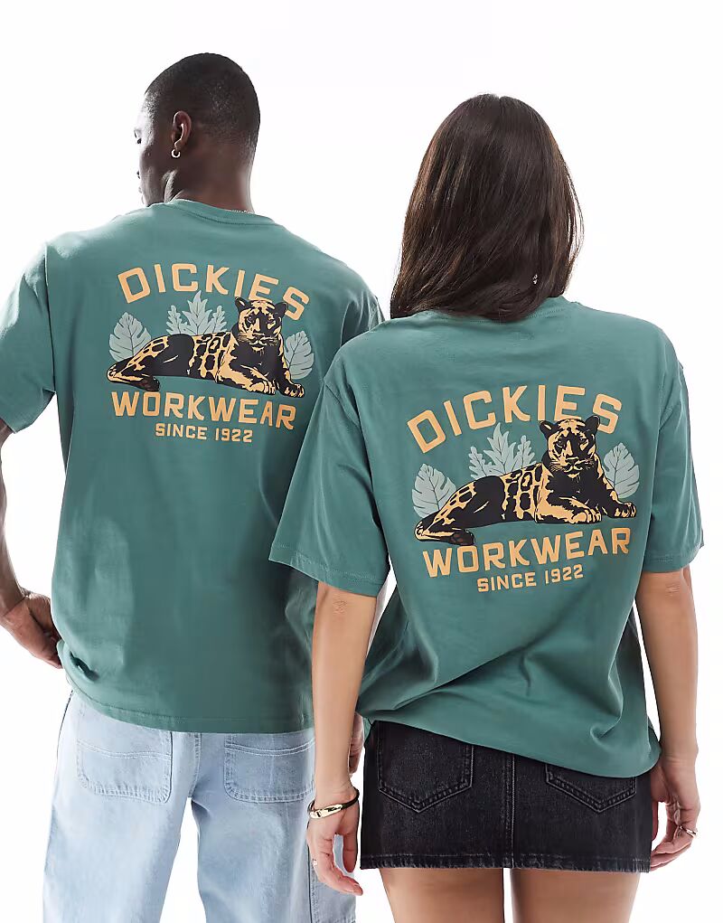 

Футболка с графическим принтом на спине в виде пантеры Dickies темно-зеленого цвета - эксклюзивно для ASOS