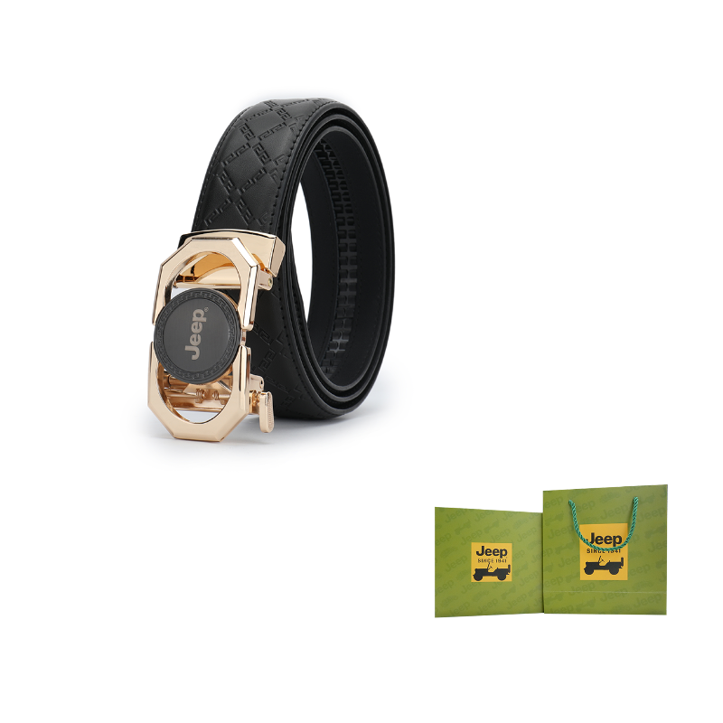 

Мужской ремень из натуральной кожи коровы, ширина 3,5 см Jeep, champagne золото+черный embossed