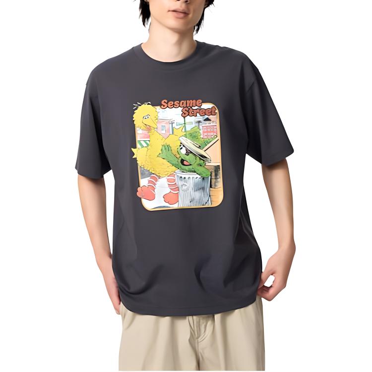Футболка Unisex Sesame Street X Sesame Street Collaboration Dark Gray UNIQLO, темно-серый — фото 3