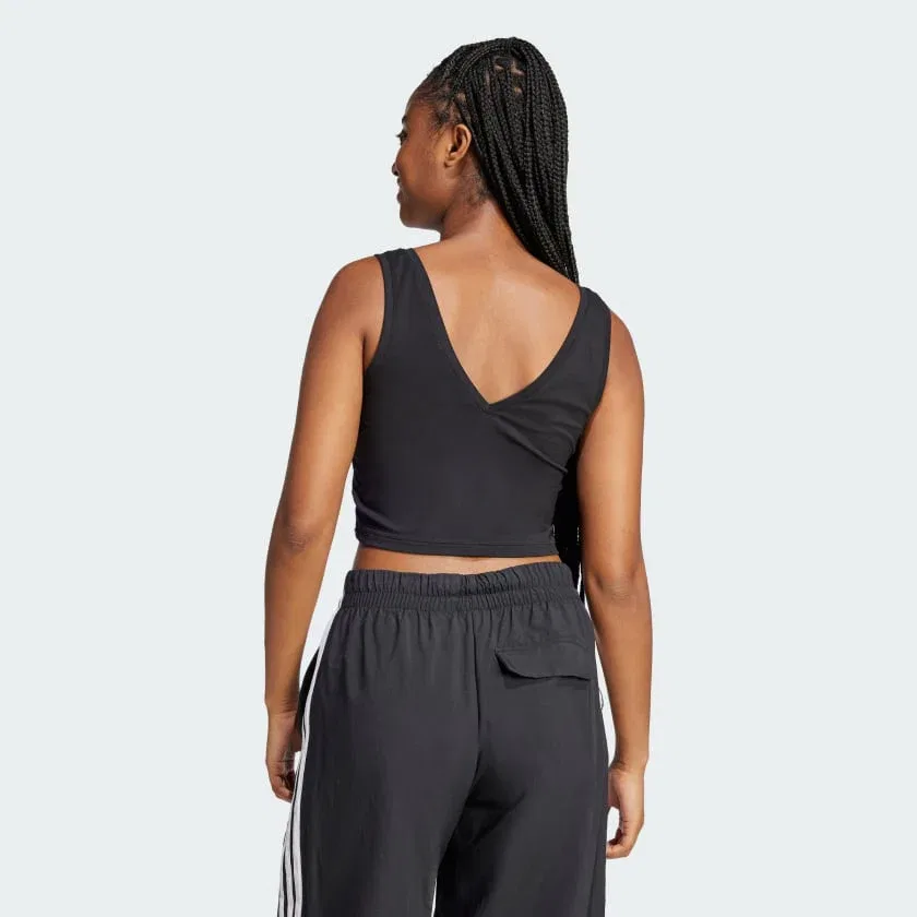 Женская хлопковая майка adidas Essentials с маленьким логотипом, черный/белый — фото 2