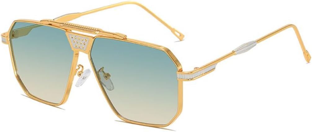 

Мужские солнцезащитные очки в стиле стимпанк, большие, винтажные, в стиле панк, для активного отдыха и вождения, модные металлические очки с защитой от УФ-излучения UV400 UUPTTPL, Goldgreenbrown