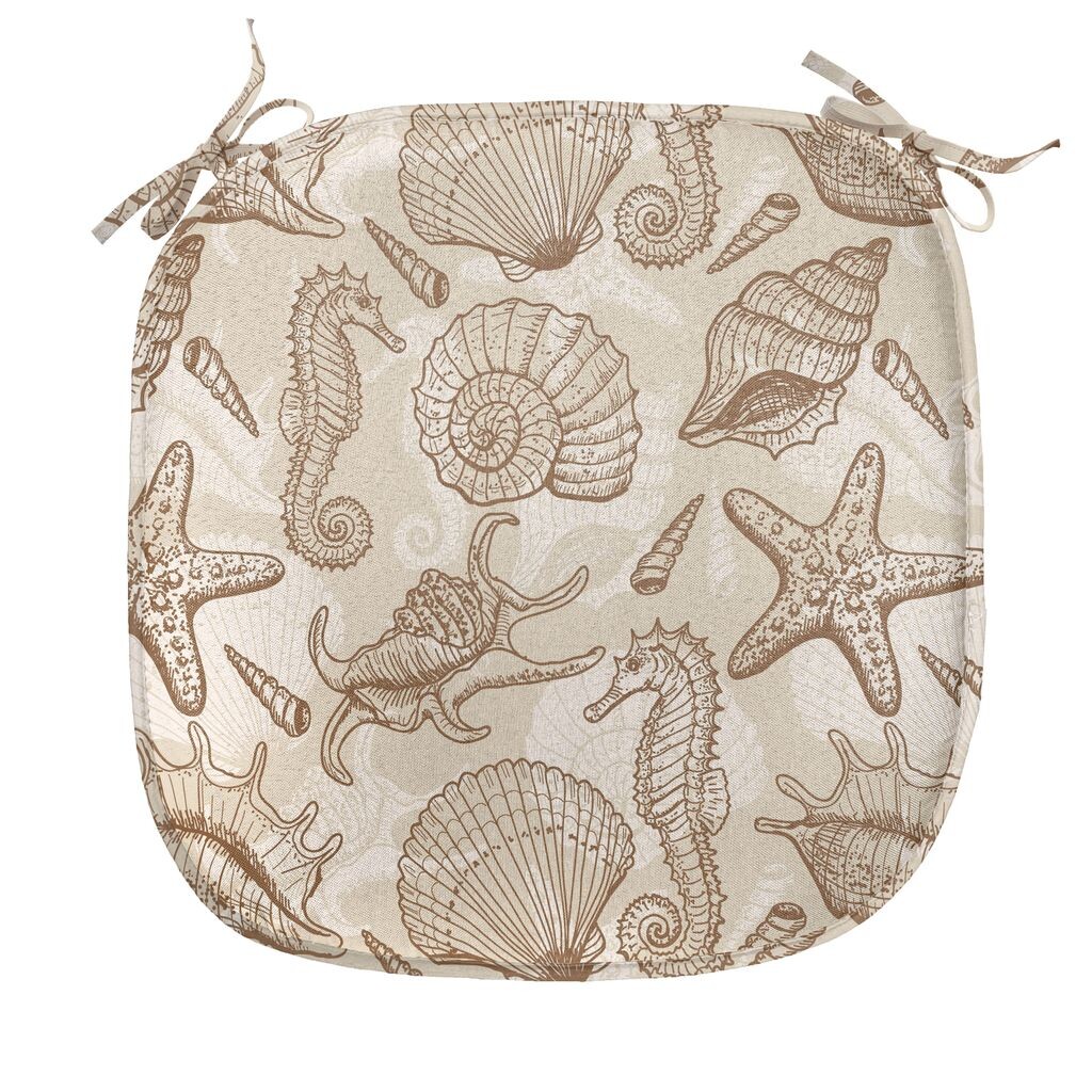 

ABAKUHAUS Бежевая подушка для обеденного стула Экзотические морские существа Декоративная водонепроницаемая подушка с ремнями для кухонных сидений 40 см x 40 см Бежевый