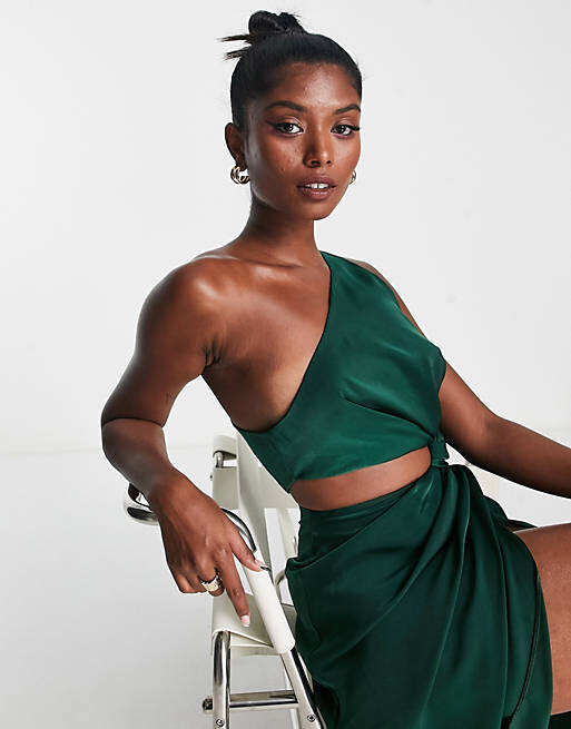 

Зеленое платье миди с вырезами и узлом ASOS DESIGN, Зеленый, Зеленое платье миди с вырезами и узлом ASOS DESIGN