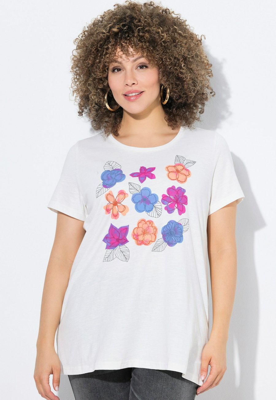 

Футболка Ulla Popken FLOWER CAP SLEEVE GRAPHIC, Off-White/White, Белый, Футболка Ulla Popken FLOWER CAP SLEEVE GRAPHIC, Off-White/White