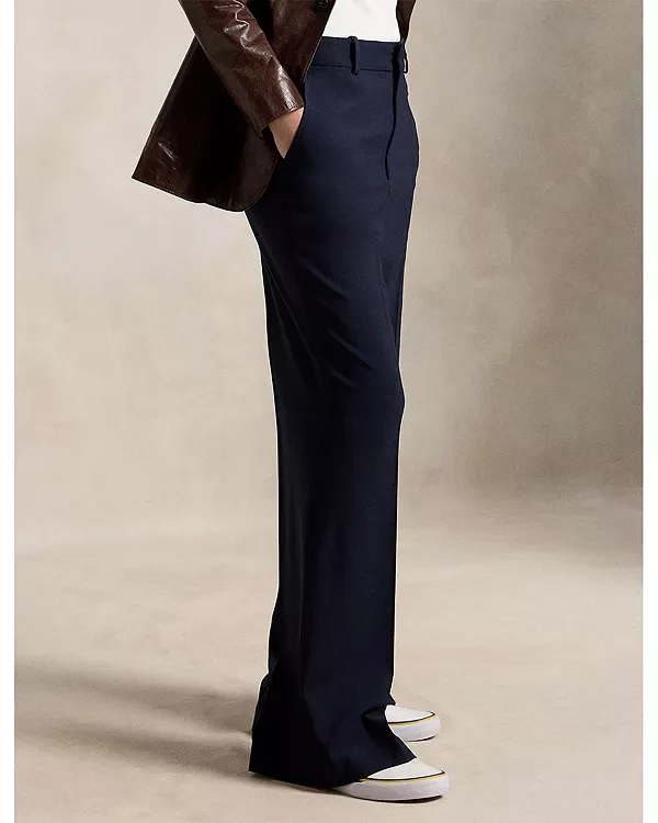 Эластичные шерстяные брюки-бичтон Ralph Lauren, Navy — фото 4