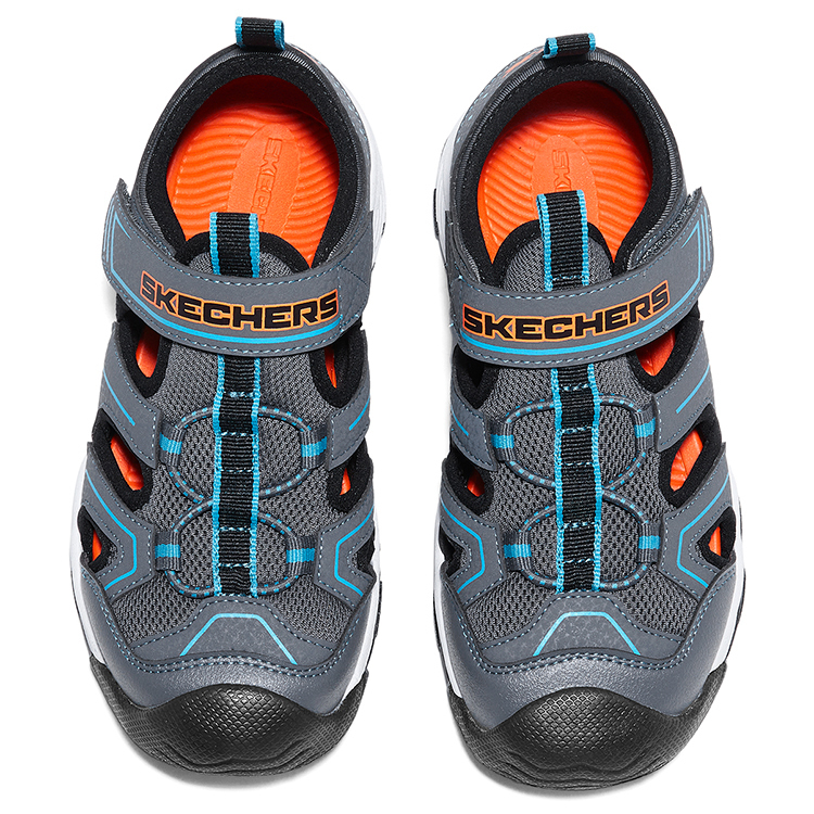 Skechers Kids Детские сандалии без шнуровки с противоскользящей подошвой, износостойкие, дышащие, быстросохнущие, цвет charcoal/black, для подростков — фото 4