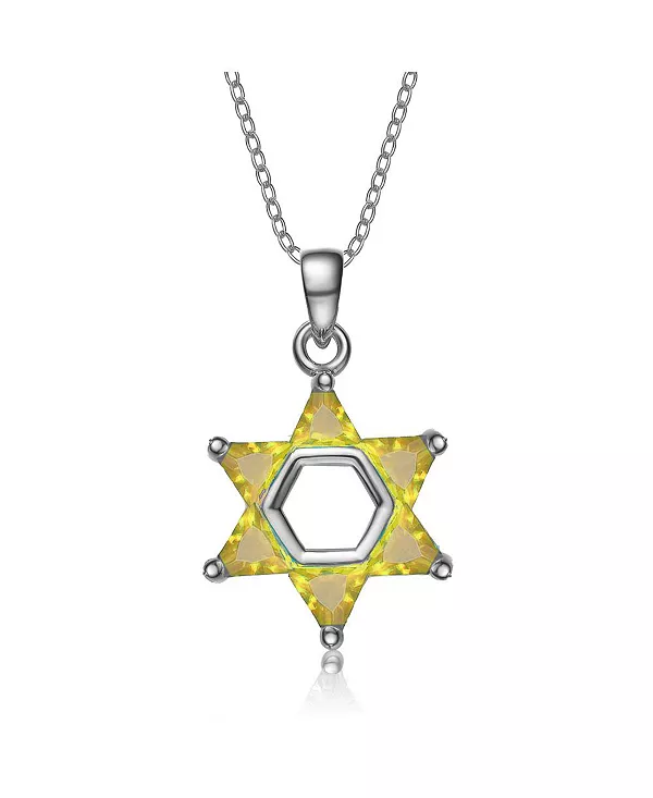 

Серебряное ожерелье с кубическим цирконием в форме маленькой звезды Давида Genevive, yellow