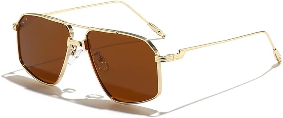 

Мужские металлические солнцезащитные очки с классическим градиентом и двойным дужком, женские очки со специальными дужками, в футляре, защита от ультрафиолета UV400 TYUVIVO, C07 Gold Tea