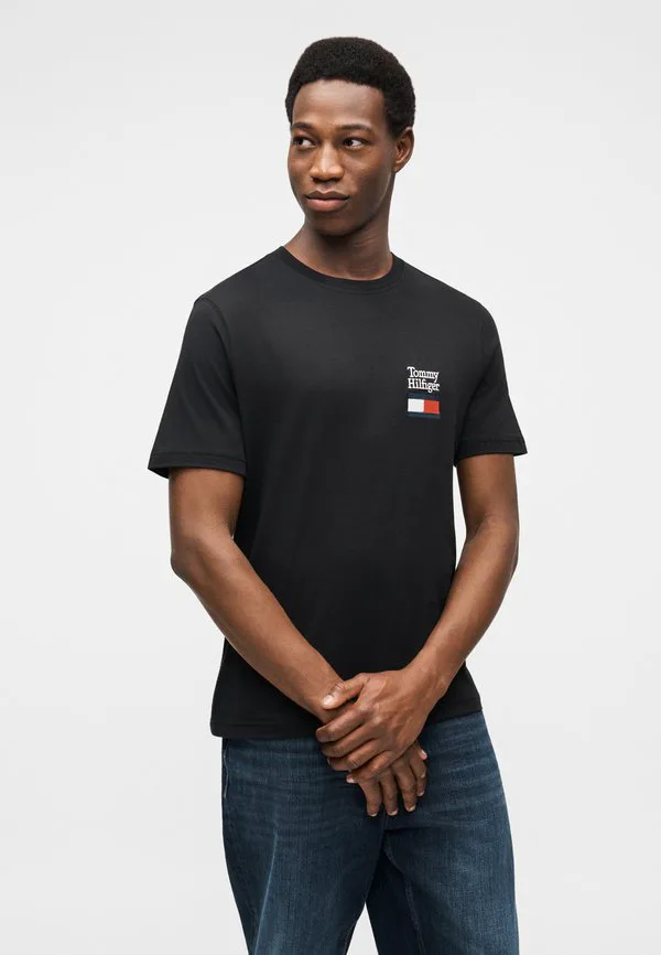 Футболка с вышитым логотипом, круглый вырез, принт. Tommy Hilfiger, Black — фото 4