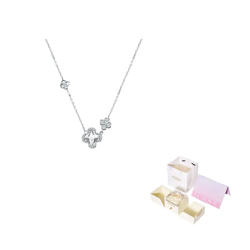 

Ожерелье из стерлингового серебра 925 пробы для женщин Disney, Star Four-Leaf Clover Necklace