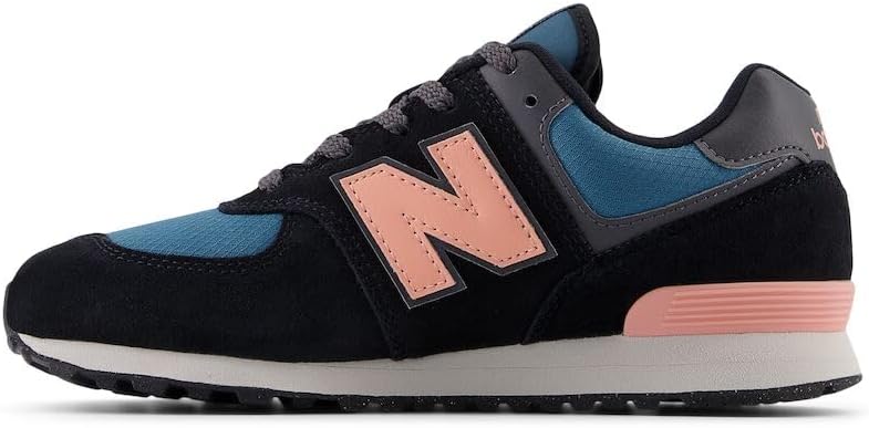 Кроссовки New Balance Kids' 574 V1 на шнуровке, черный/розовый — фото 2