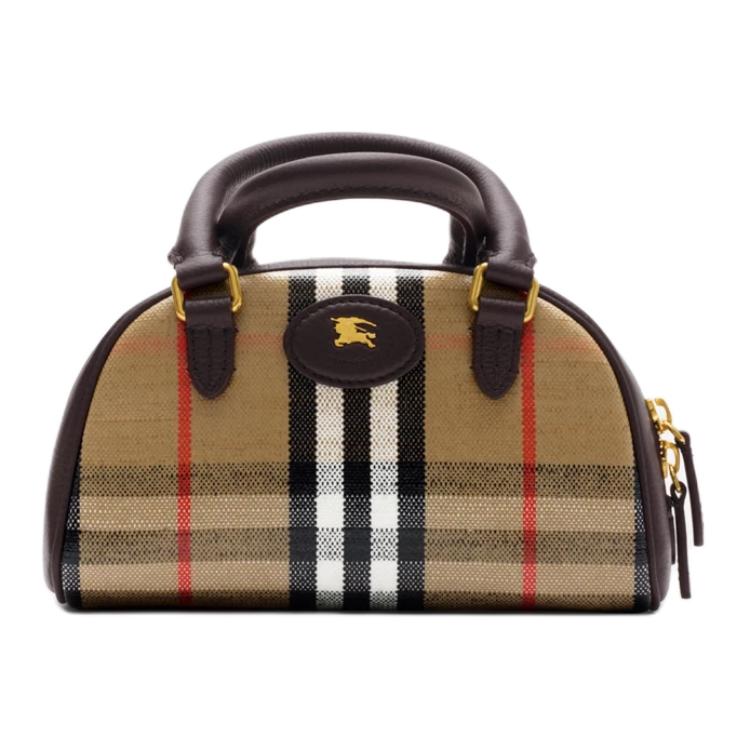 

Burberry Хлопковая мини-сумка через плечо женская песочного бежевого цвета